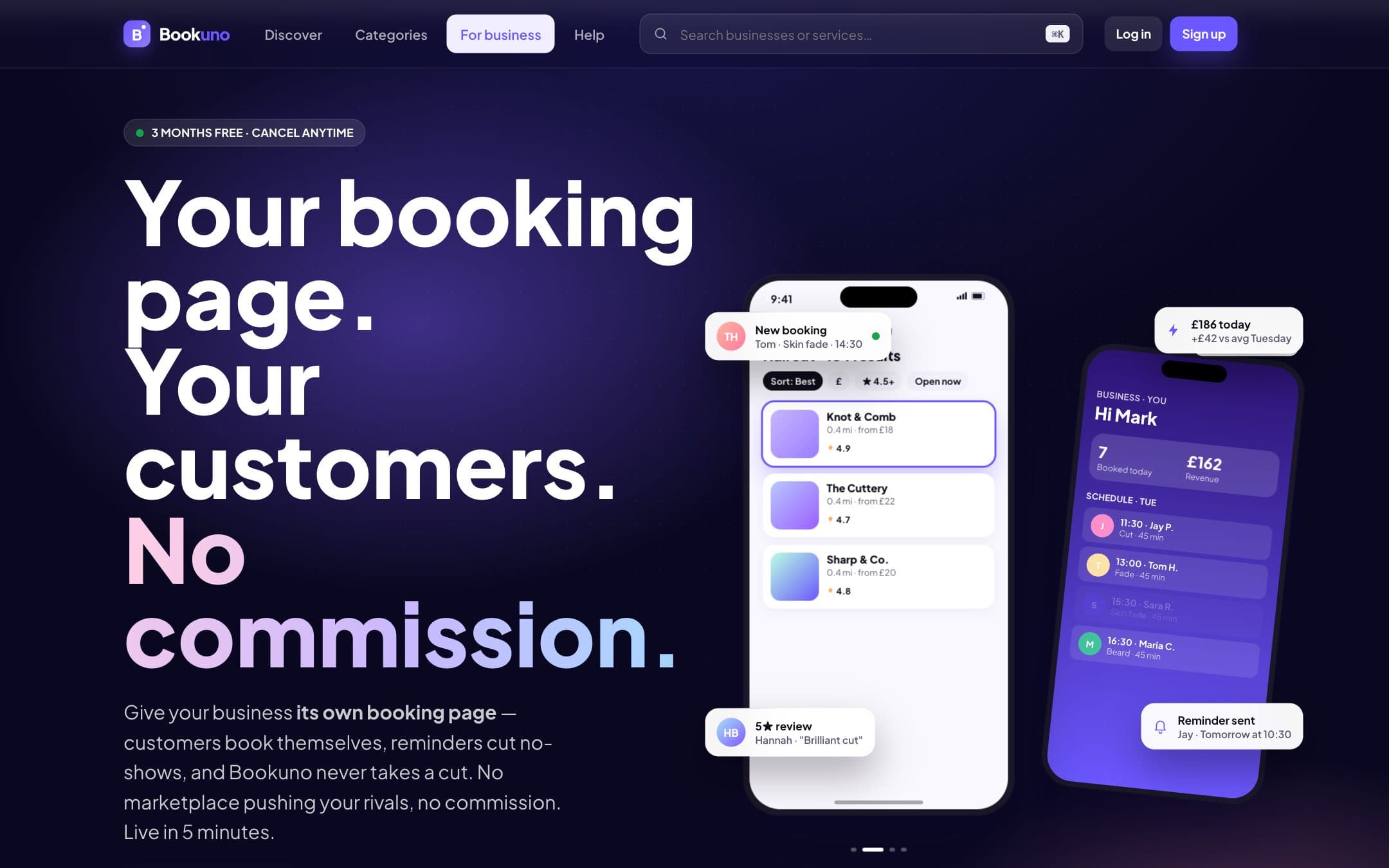 Bookuno — booking platform homepage