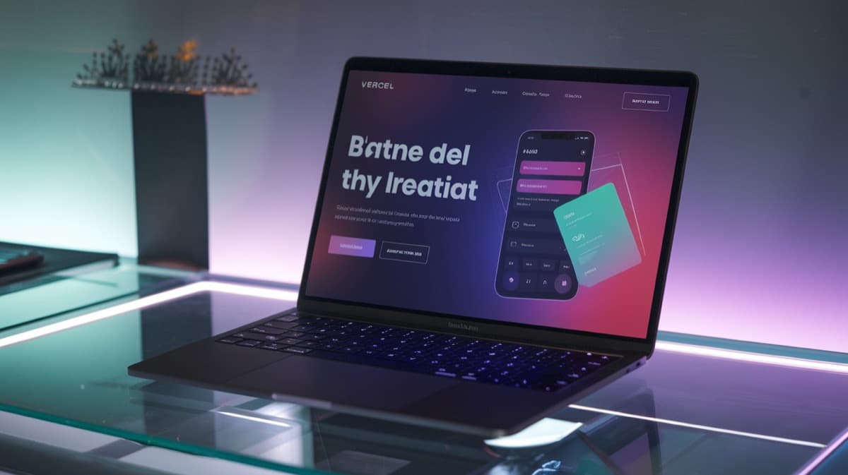 Startup website design displayed on a MacBook screen